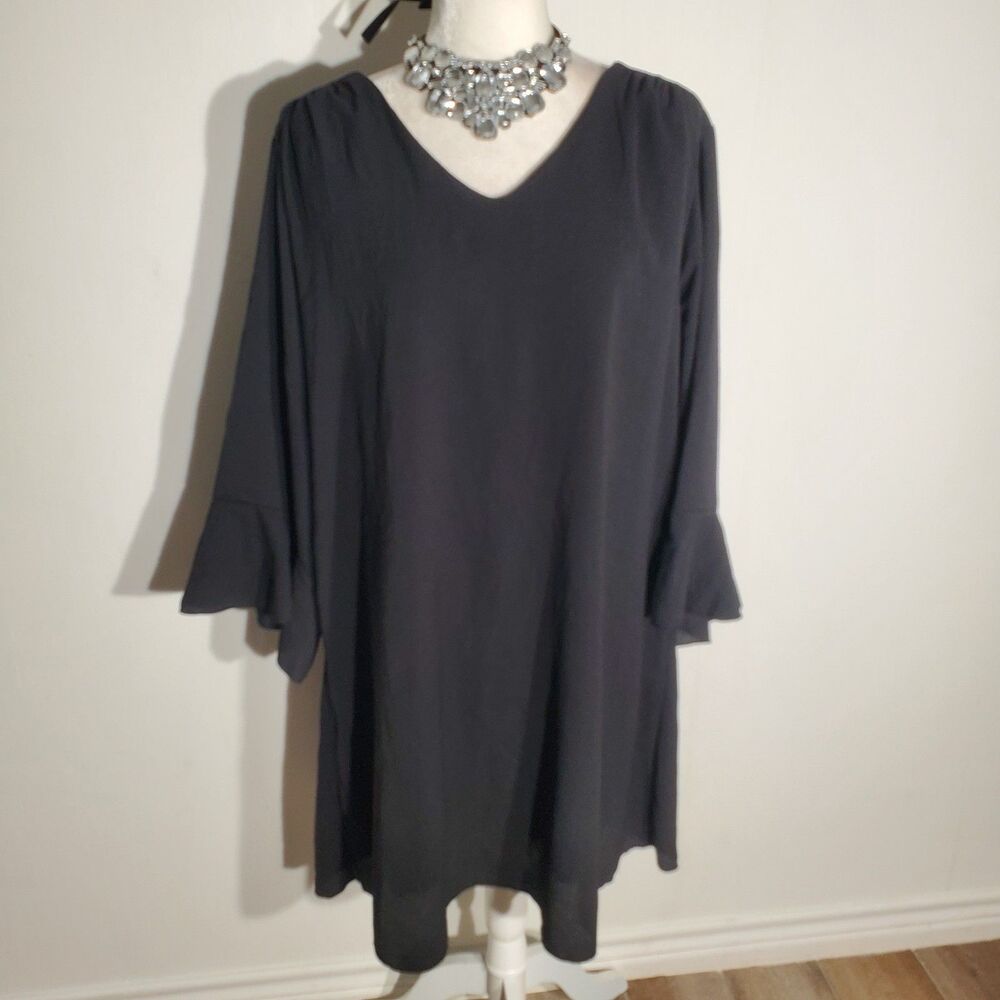 VIBE SPORTWEAR TUNIC DRESS BELL SLEEVE POLY/SPANDEX SIZE 3X(RUNS SMALL 2X)